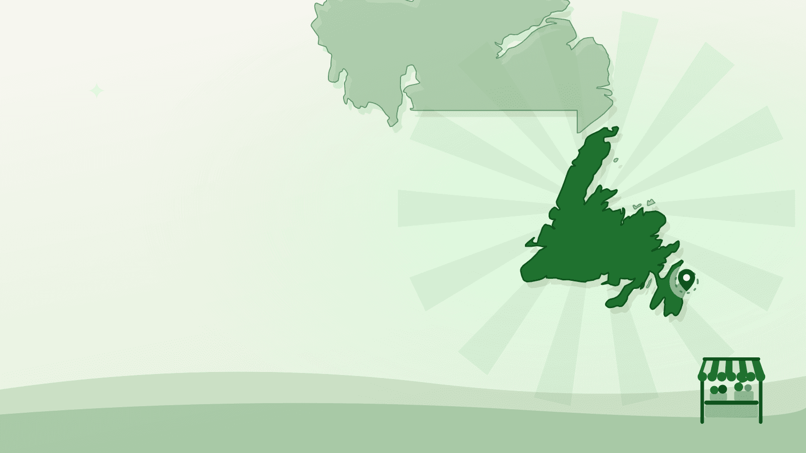 Flat illustration of the outline of the island of Newfoundland with St. John's marked — farmers market st john's