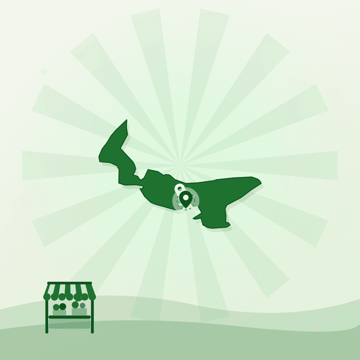 Illustrated outline of Prince Edward Island with Charlottetown marked