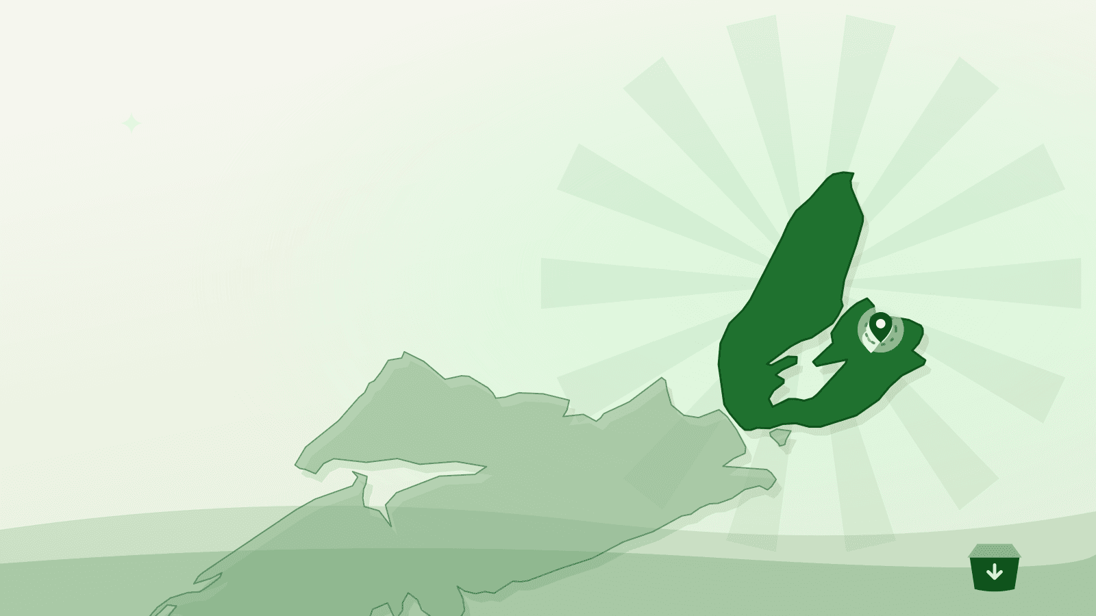 Flat illustration of the outline of Cape Breton Island with Sydney marked — food bank sydney ns