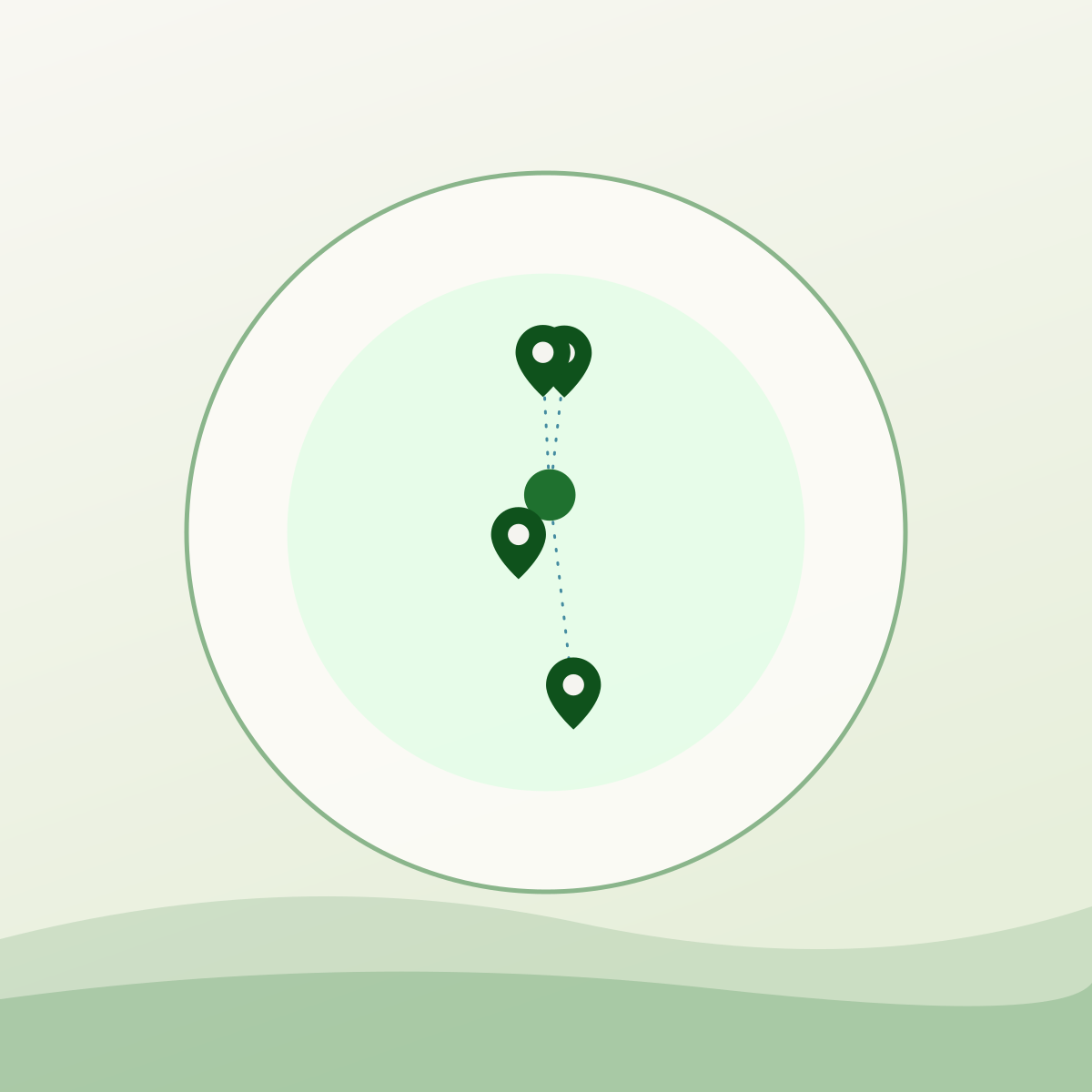 Illustrated cluster of food support locations mapped in Guelph, Ontario
