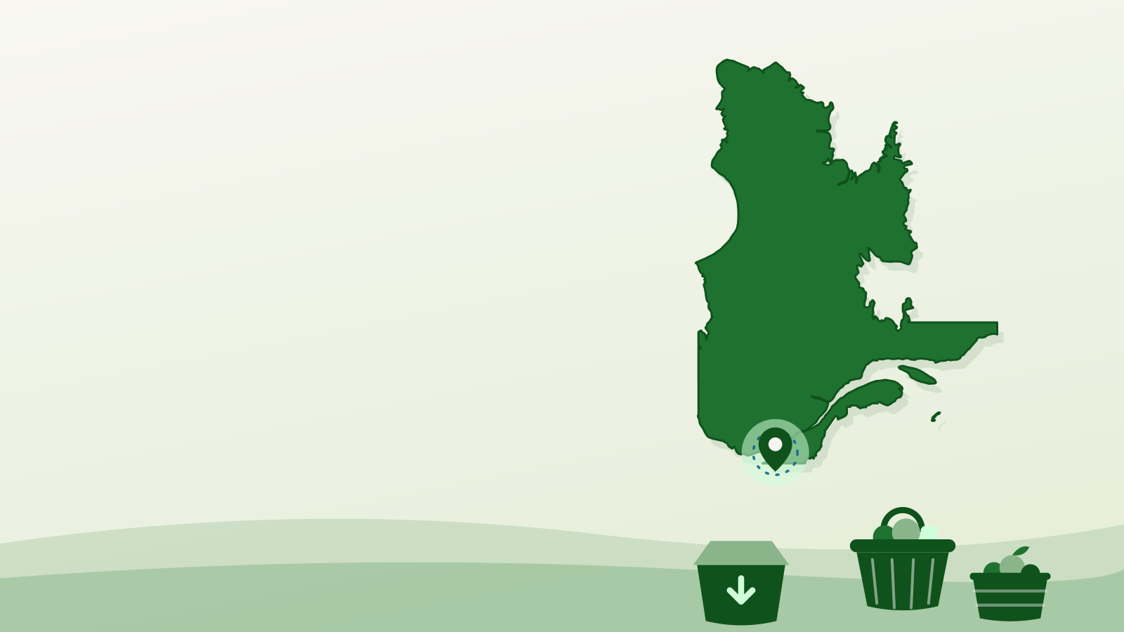 Food bank Laval guide: illustrated outline of Quebec with Laval marked beside a food donation box