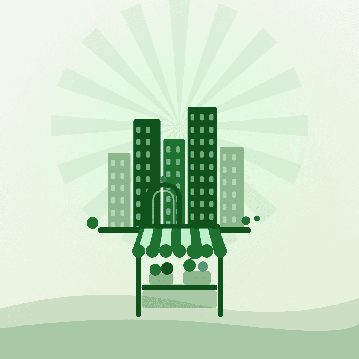 North York Centre towers and a farmers market stall at Mel Lastman Square