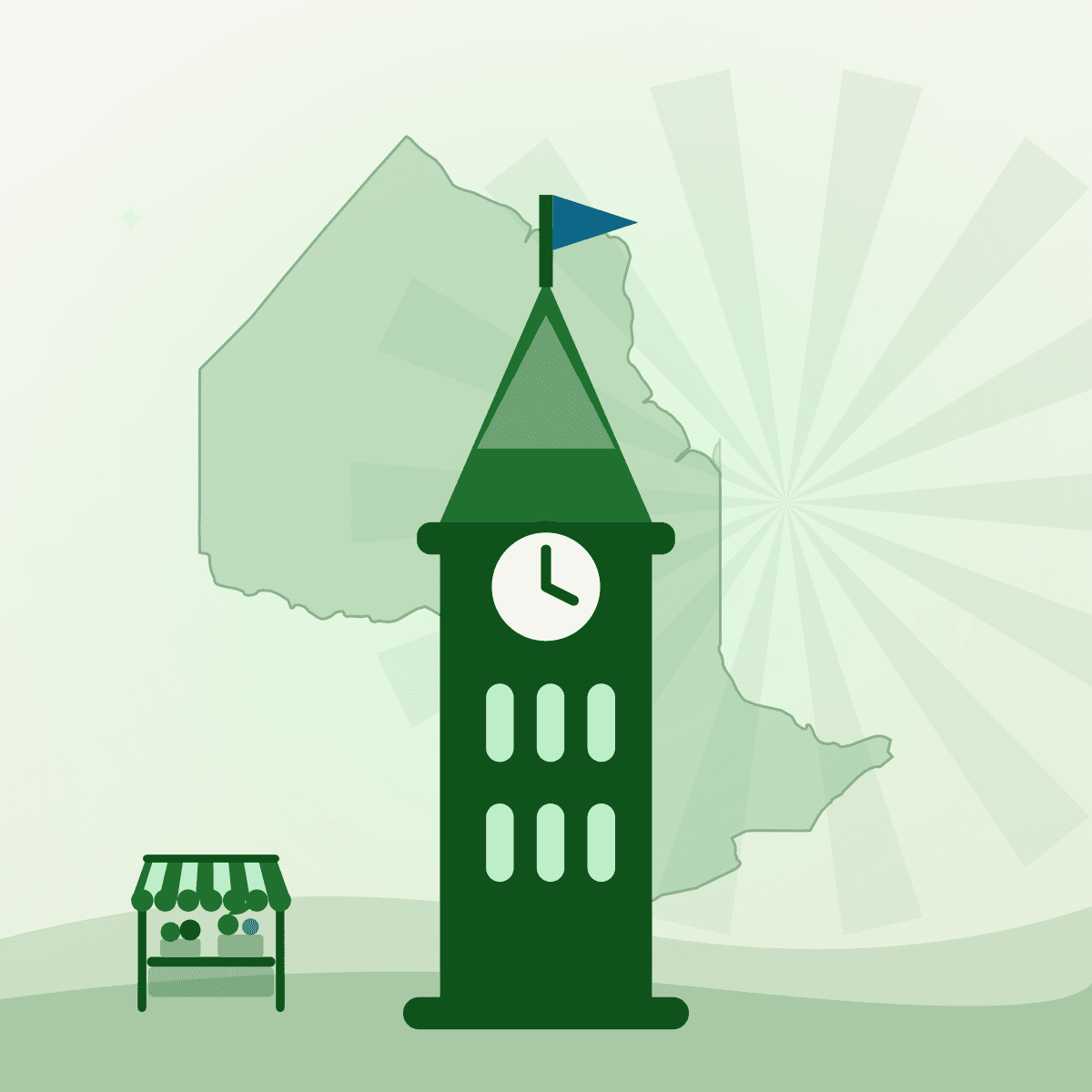 Illustrated Peace Tower marking Ottawa, Ontario