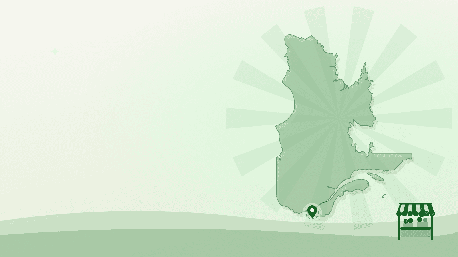 Flat illustration of the outline of Quebec with Montreal marked — farmers market montreal