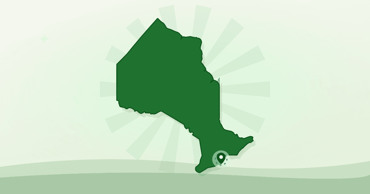Illustrated outline of Ontario with St. Catharines marked — food map of St. Catharines, Ontario
