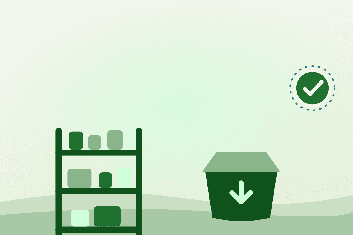 Illustration of a food bank donation shelf and receiving box, Windsor Ontario food support