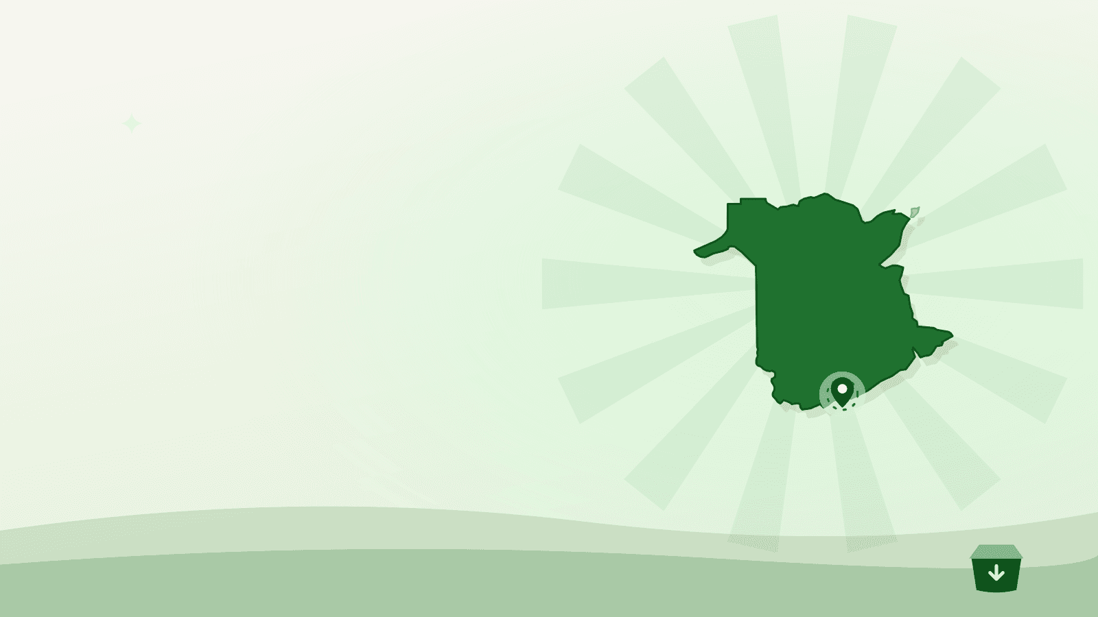 Flat illustration of the outline of New Brunswick with Saint John marked — food bank saint john
