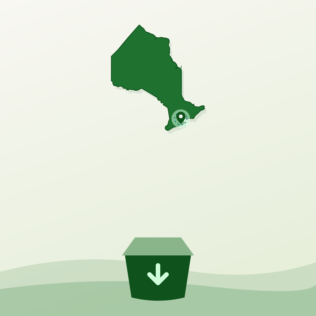Illustrated donation box with the outline of Ontario and Mississauga marked above it