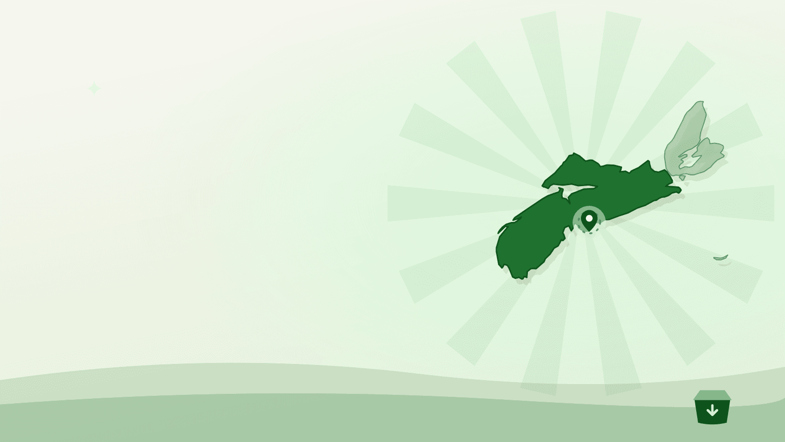 Flat illustration of the outline of mainland Nova Scotia with Halifax marked — food bank halifax