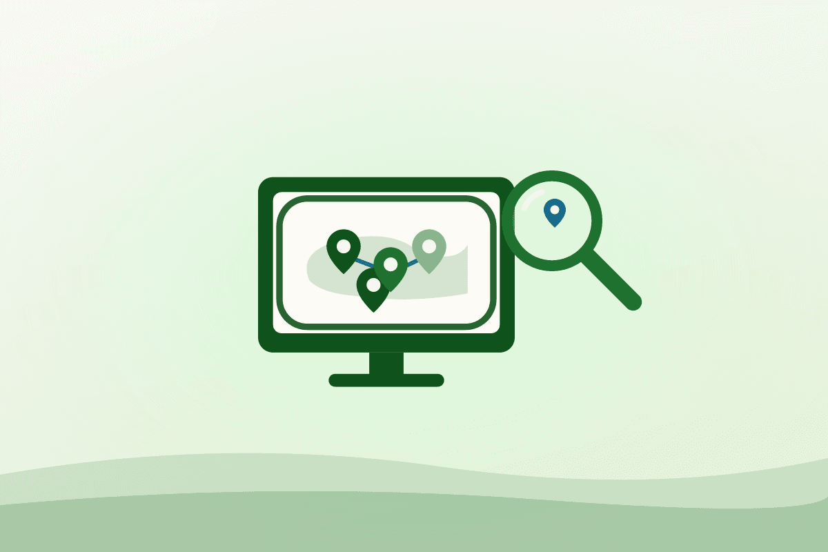 Illustration of an online directory map with location pins, representing how to find a food bank in Sydney, NS