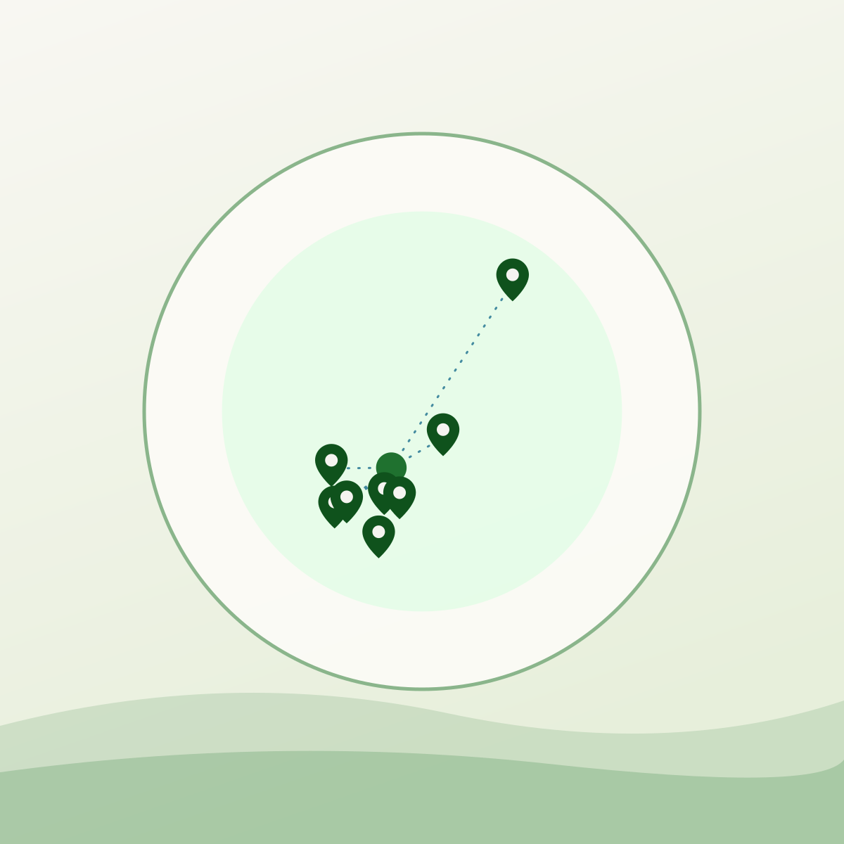 Illustrated cluster of food support locations mapped across Moncton, New Brunswick