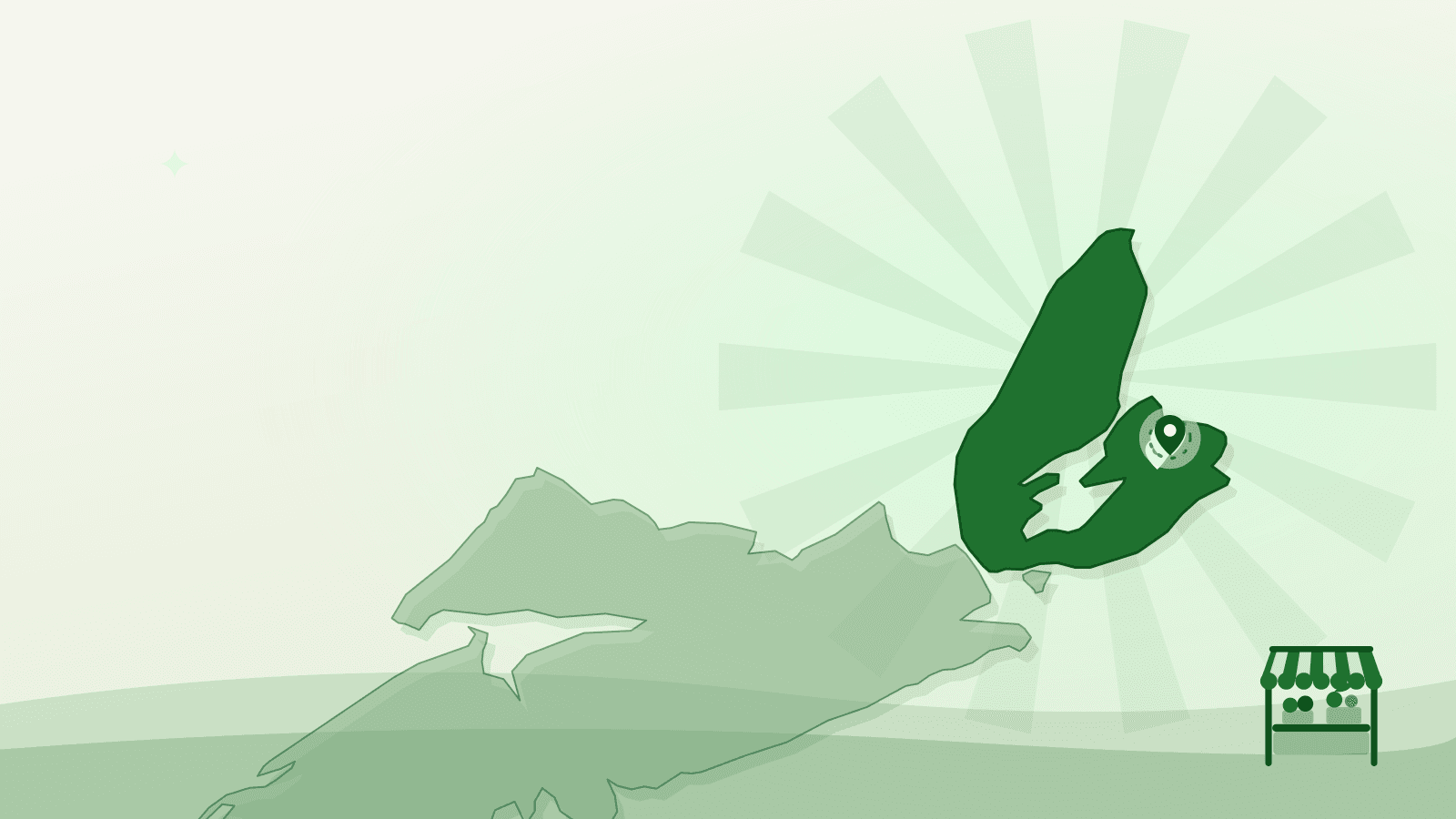 Flat illustration of the outline of Cape Breton Island with Sydney marked — farmers market sydney ns
