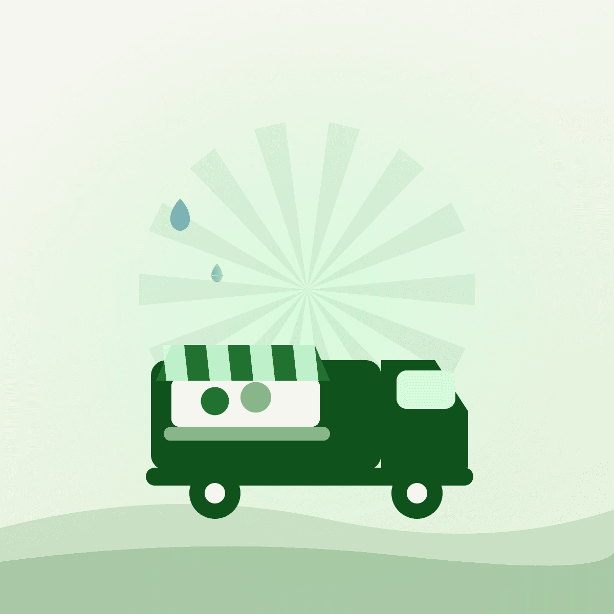 Illustrated food truck representing commissary kitchen rental for mobile vendors